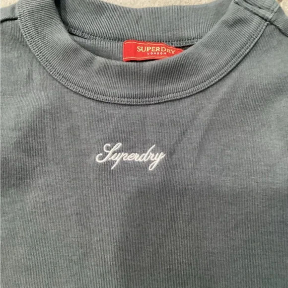 Superdry Gray Tee with Red Labels size 8 - Picture 3 of 6